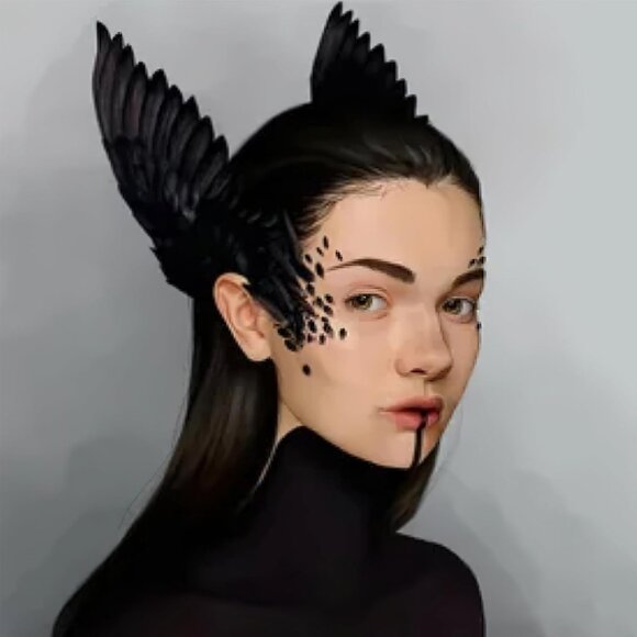 2Pcs Black Feather Hair Clip Crow - Picture 2 of 6